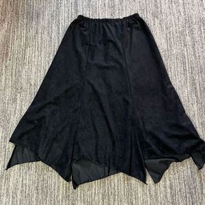 Womens‎ Size Large Faux Suede Leather Skirt Black Elastic Waist Bite Hem NWOT
